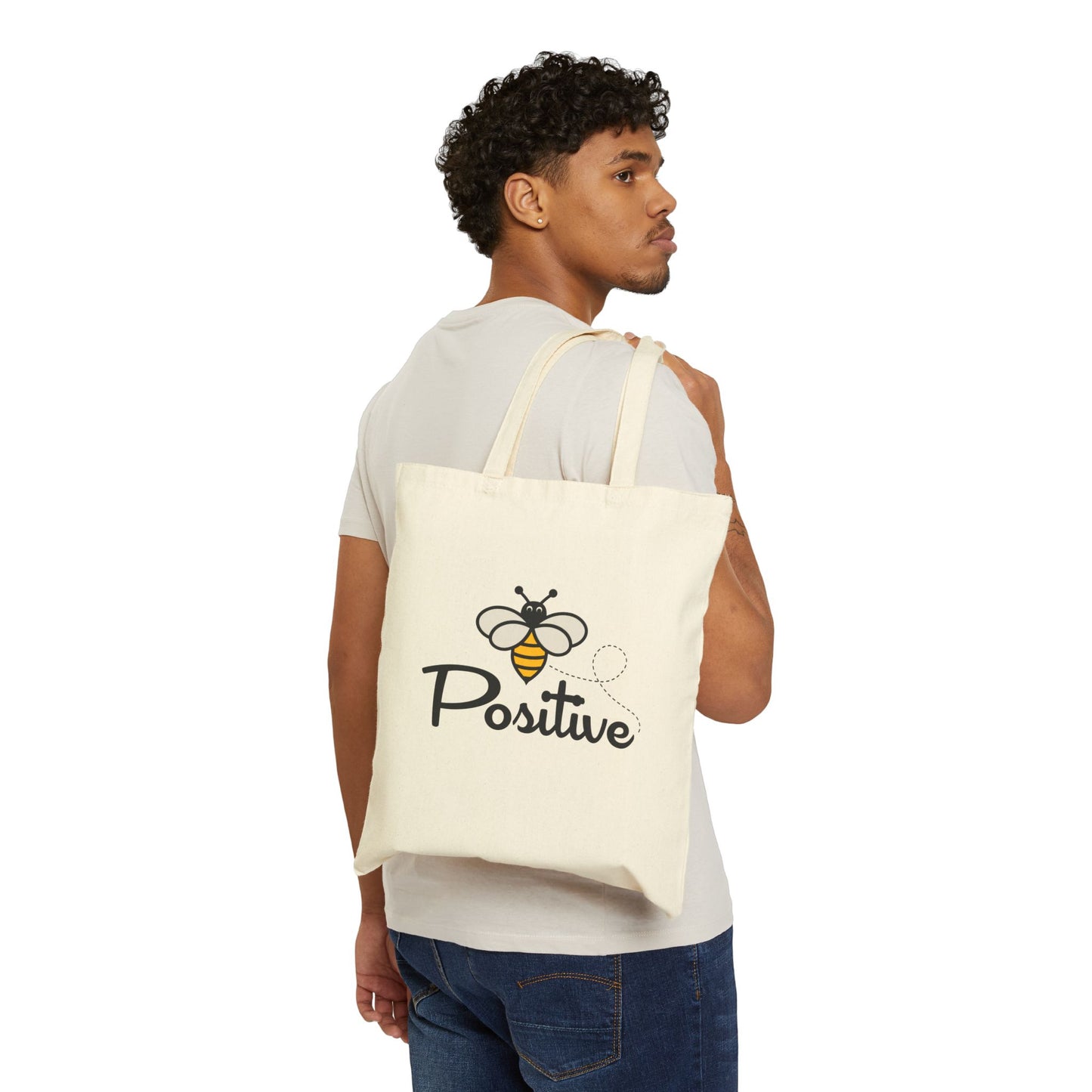 Bee Positive Cotton Canvas Tote Bag